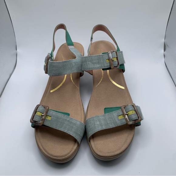 NWB NAOT Women's Intact Sandal Size 42 US 11 Jade Teal/Lime Silver heels 2466 - Picture 4 of 13